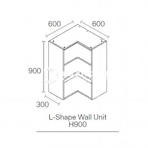 600mmx600mm Flat Pack L Shaped Kitchen Corner Extra Tall (900mm High) Wall Cabinet White