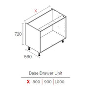 800mm Flat Pack Kitchen Drawer Cabinet Light Grey