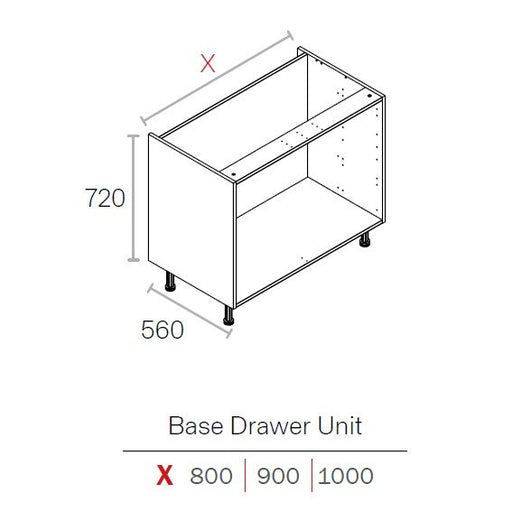 800mm Flat Pack Kitchen Drawer Cabinet Light Grey