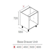450mm Flat Pack Kitchen Drawer Cabinet Light Grey