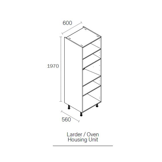 600mm Flat Pack Kitchen Tall Appliance Cabinet Light Grey (1970mmH + Legs)