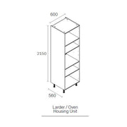 600mm Flat Pack Kitchen Tall Appliance Cabinet Light Grey (2150mmH + 150mm Legs)