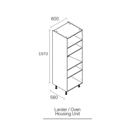 600mm Flat Pack Kitchen Tall Appliance Cabinet Light Grey (1970mmH + Legs)