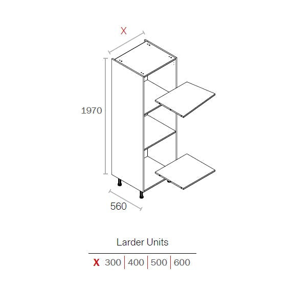 500mm Flat Pack Kitchen Larder Cabinet Light Grey (1970mmH + Legs)