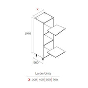 400mm Flat Pack Kitchen Larder Cabinet Light Grey (1970mmH + Legs)