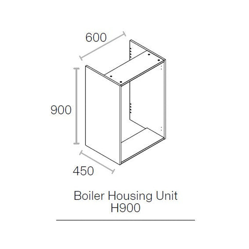 600mm Kitchen Boiler Cabinet 900mm High 450mm Light Grey