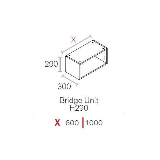 1000mm Flat Pack Kitchen Bridging Cabinet 290mm High Light Grey