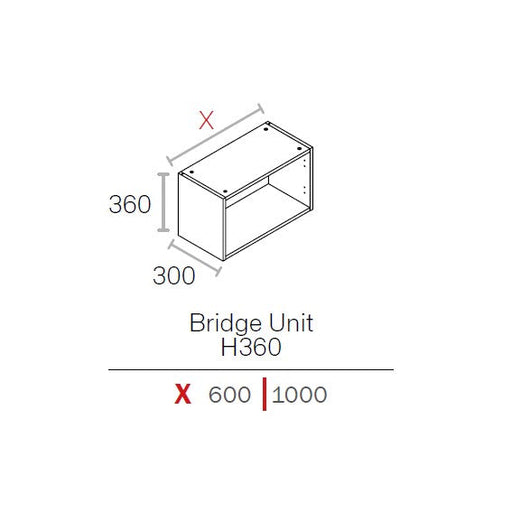 1000mm Flat Pack Kitchen Bridging Cabinet 360mm High Light Grey