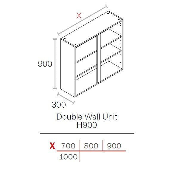 800mm Flat Pack Kitchen Extra Tall (900mm High) Wall Cabinet Light Grey