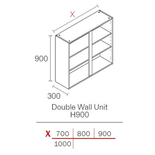 1000mm Flat Pack Kitchen Extra Tall (900mm High) Wall Cabinet Light Grey