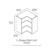 600mmx600mm Flat Pack L Shaped Kitchen Corner Wall Cabinet Light Grey