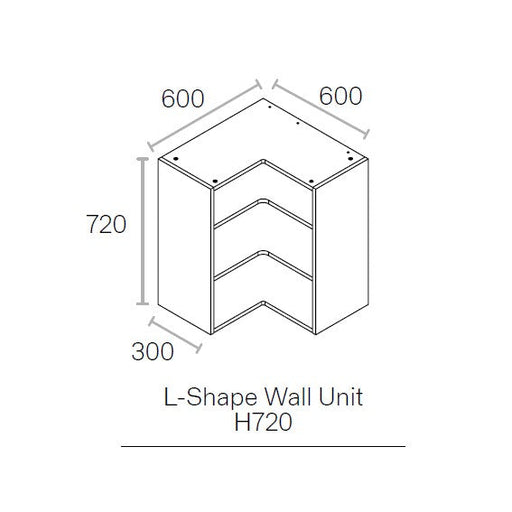 600mmx600mm Flat Pack L Shaped Kitchen Corner Wall Cabinet Light Grey