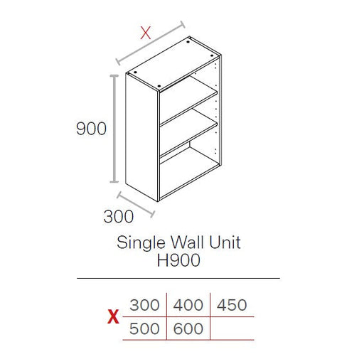 450mm Flat Pack Kitchen Extra Tall (900mm High) Wall Cabinet Light Grey