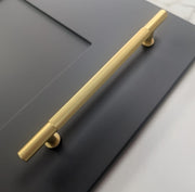 Ellis Knurled T-Bar Kitchen/Bedroom Door Handle Satin Brass - 160mm Centres (214mm Overall Length)