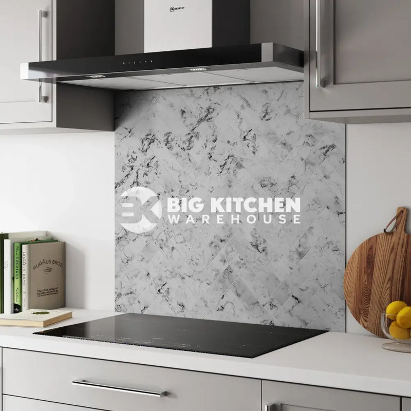 Bushboard Alloy Carrara Marble Herringbone Aluminium Feature Kitchen Splashback