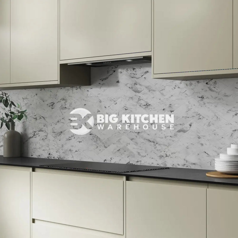 Bushboard Alloy Carrara Marble Herringbone Aluminium Feature Kitchen Splashback