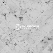 Bushboard Alloy Carrara Marble Herringbone Aluminium Feature Kitchen Splashback - Standard Hob Panel - 600mm x 800mm x