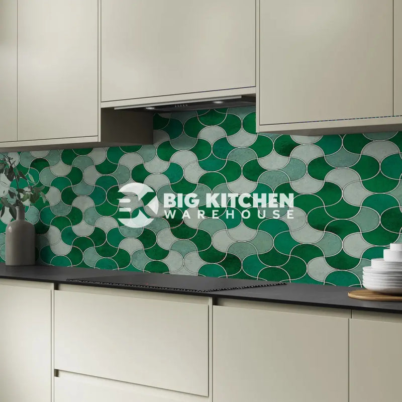 Bushboard Alloy Emerald Scallop Aluminium Feature Kitchen Splashback