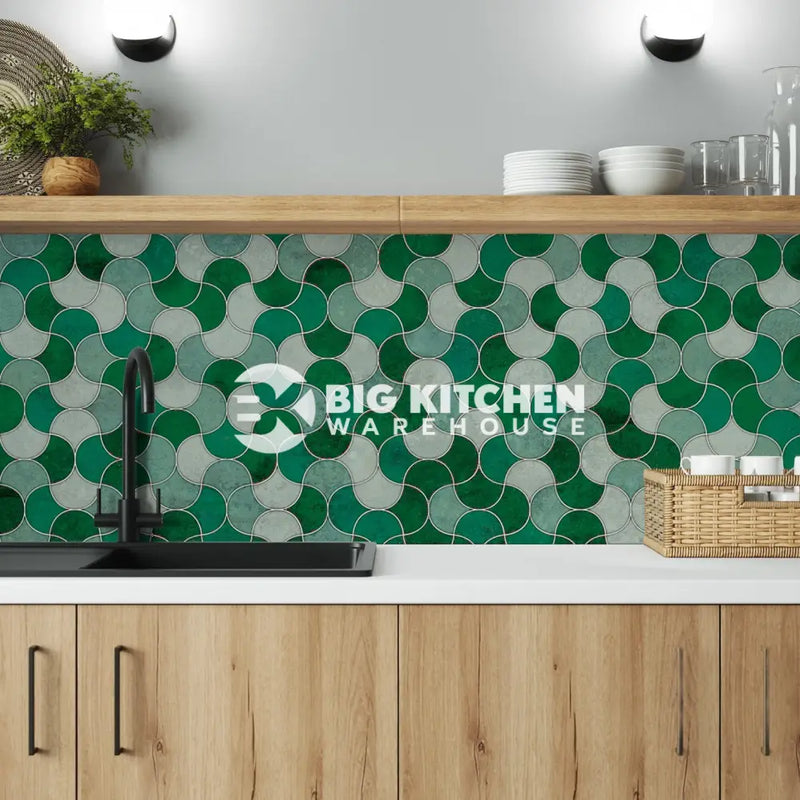 Bushboard Alloy Emerald Scallop Aluminium Feature Kitchen Splashback