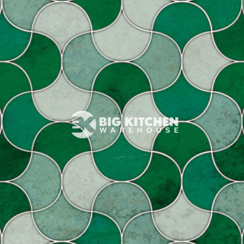 Bushboard Alloy Emerald Scallop Aluminium Feature Kitchen Splashback - Standard Hob Panel - 600mm x 800mm x 4mm