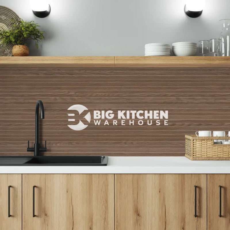 Bushboard Alloy Fluted Oak Aluminium Feature Kitchen Splashback