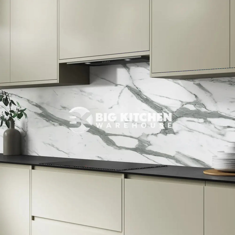 Bushboard Alloy White Marble Aluminium Feature Kitchen Splashback