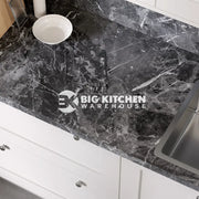 Bushboard Options Marquina Marble Kitchen Worktops (Stone Matt Finish) - 3mtr x 100mm x 20mm Upstand