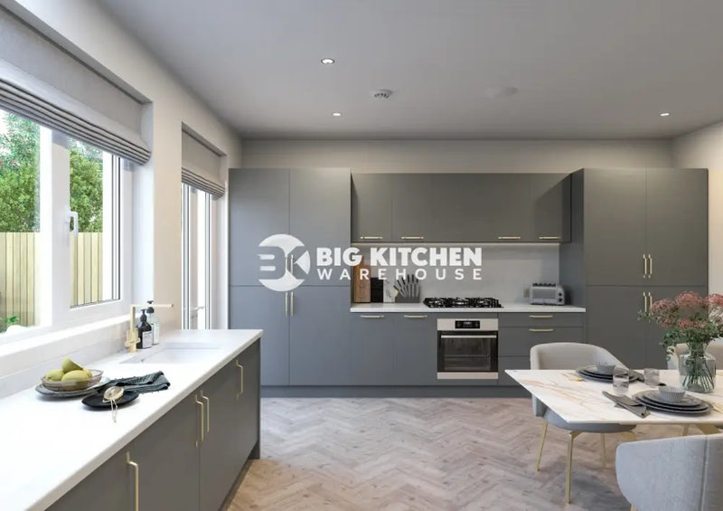 Fenton Painted (Laser Edged) Slab Carbon Grey- Replacement Kitchen Doors (570mm High)