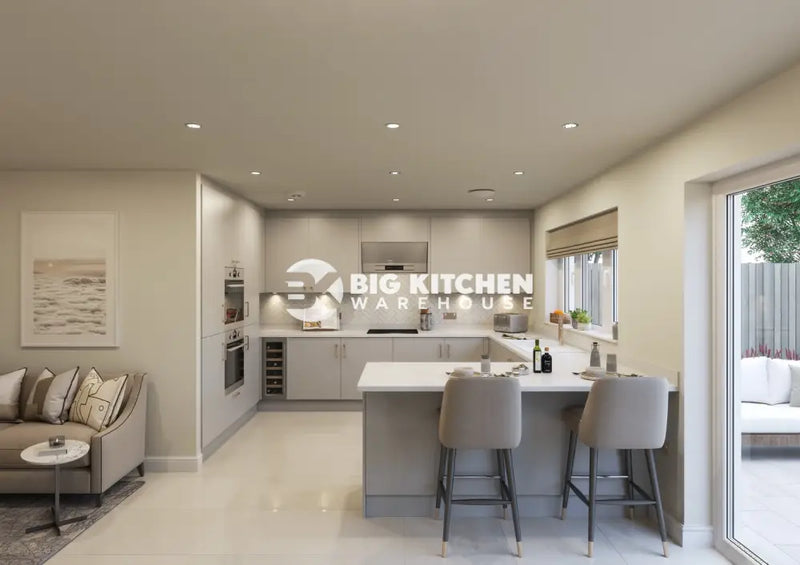 Fenton Painted (Laser Edged) Slab Dove Grey- Replacement Kitchen Doors (645mm High) - 597mm Wide