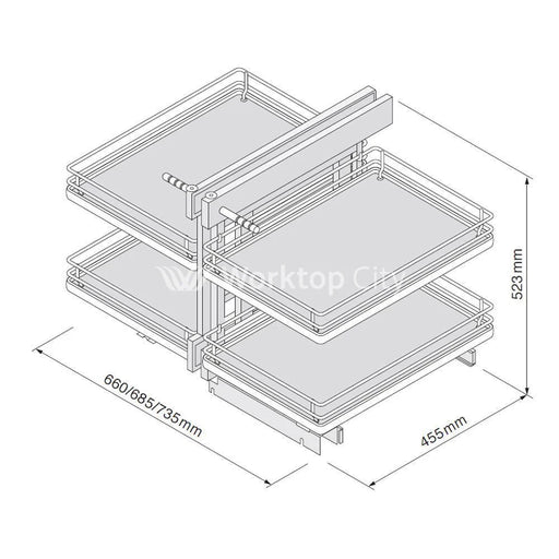 Innostor Plus Blind Corner Optimiser To Suit 800mm Wide Blind Corner Base Cabinet With A Minimum 400mm Wide Door Chrome