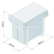 Innostor Pull Out Waste Bin Base Mounted Segregated 30 Litre Capacity for 300mm Kitchen Base Cabinet