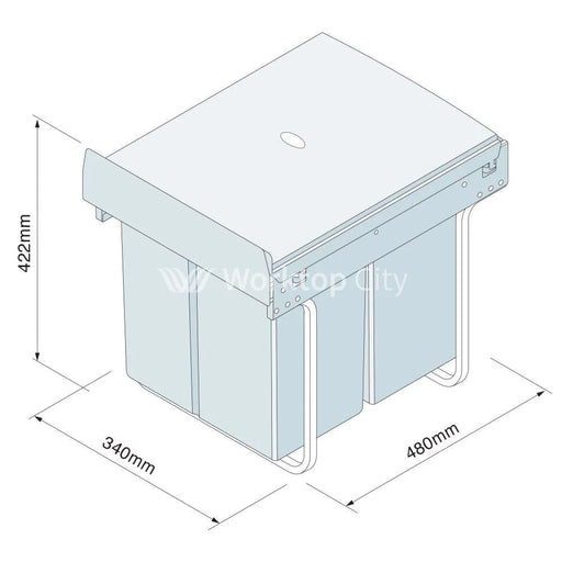 Innostor Pull Out Waste Bin Base Mounted Segregated 40 Litre Capacity 2 x 20 Litre To Suit Minimum 400mm Wide Cabinet