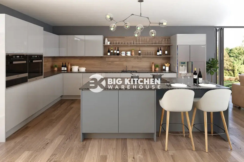 JAY Handle Less Light Grey Gloss J Pull- Replacement Kitchen Doors (End Panel)