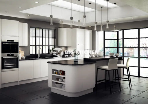 Larissa Handle Less White Matt J Pull- Replacement Kitchen Doors (1245mm High)