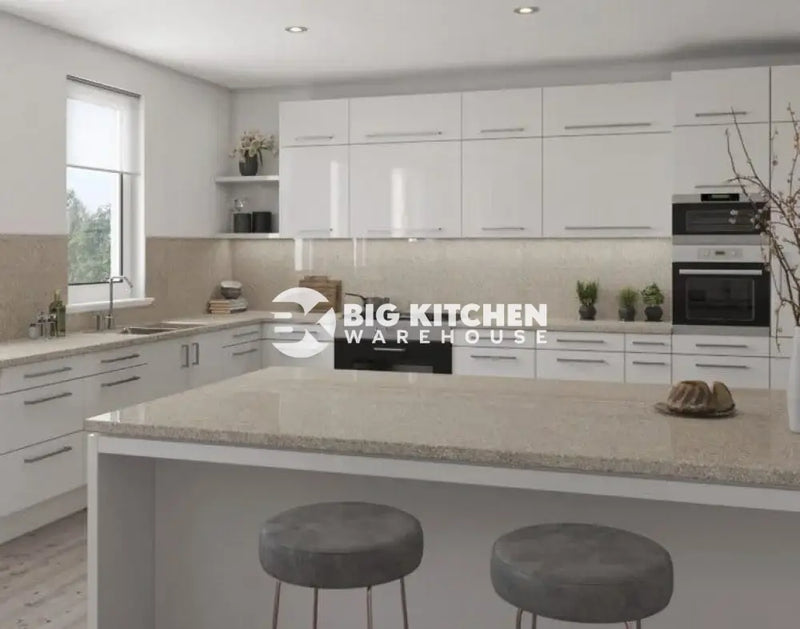 Senses Laminate Kitchen Worktops Sand Pebble Sparkle Round (Postformed) Edge Gloss Finish