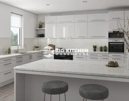 Senses Laminate Kitchen Worktops Snow Sparkle Round (Postformed) Edge Gloss Finish