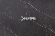 The Vis Samas Square Edge Laminate Kitchen Worktops feature a dark marble design with thin, light veins intersecting diagonally—an elegant, natural pattern perfect for modern kitchens and stylish, durable worktop surfaces.