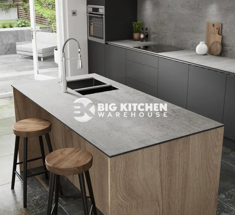 Wilsonart Zenith Woodstone Gris Compact Laminate Kitchen Worktops (Black Core)