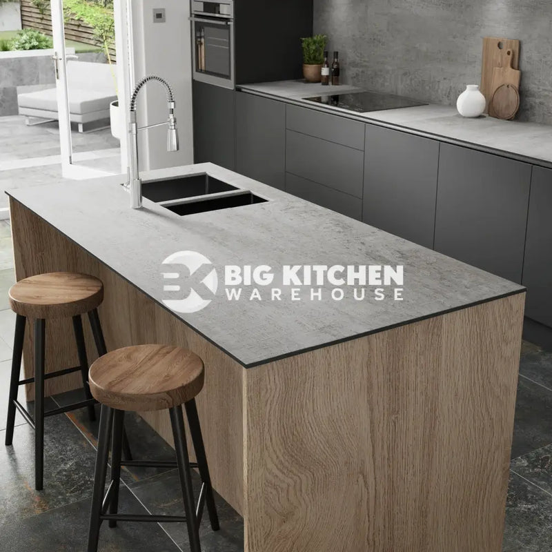 Wilsonart Zenith Woodstone Gris Compact Laminate Kitchen Worktops (Black Core)